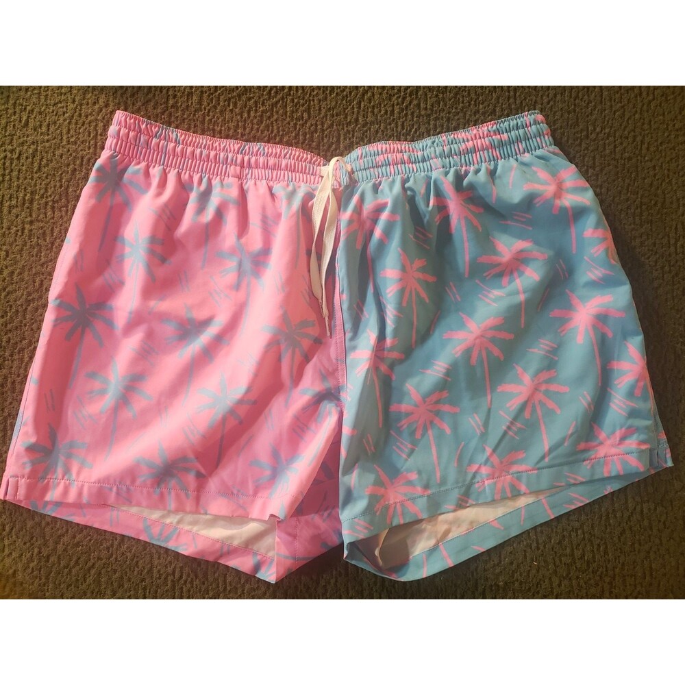 Chubbies Shorts Swim Trunks Mens XXL 4" Inseam Pink Blue Palm Trees LINED Hawaii